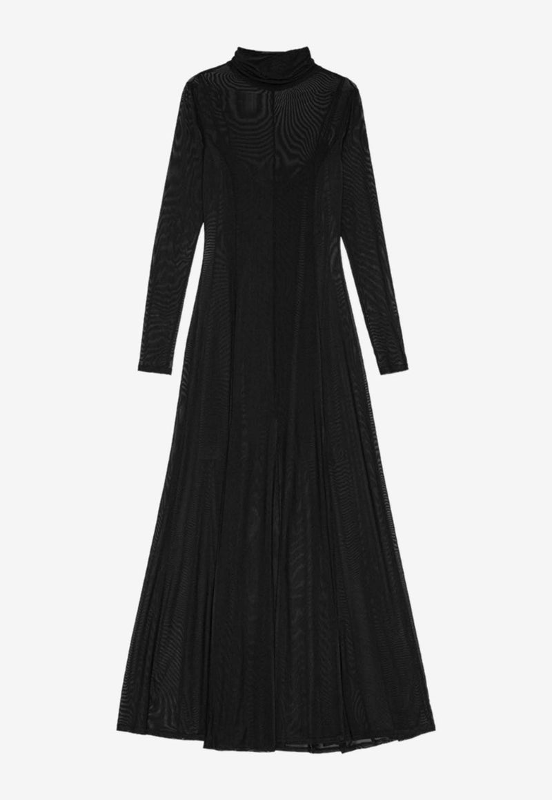 REMAIN Semi-Sheer High-Neck Maxi Dress Black 501947100BLACK