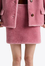 Prada Shearling A-line Mini Skirt Pink 51886OOO132Y/Q_PRADA-F0638