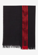 Salvatore Ferragamo Logo Scarf in Wool and Silk 520094 SR LETTERING 762290 NERO/ROSSO Black