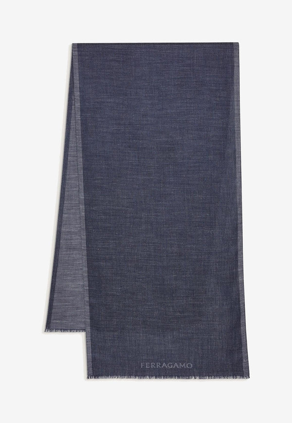 Salvatore Ferragamo Cashmere Blend Scarf 520095 SR DENIMFER 762308 DARK DENIM Blue