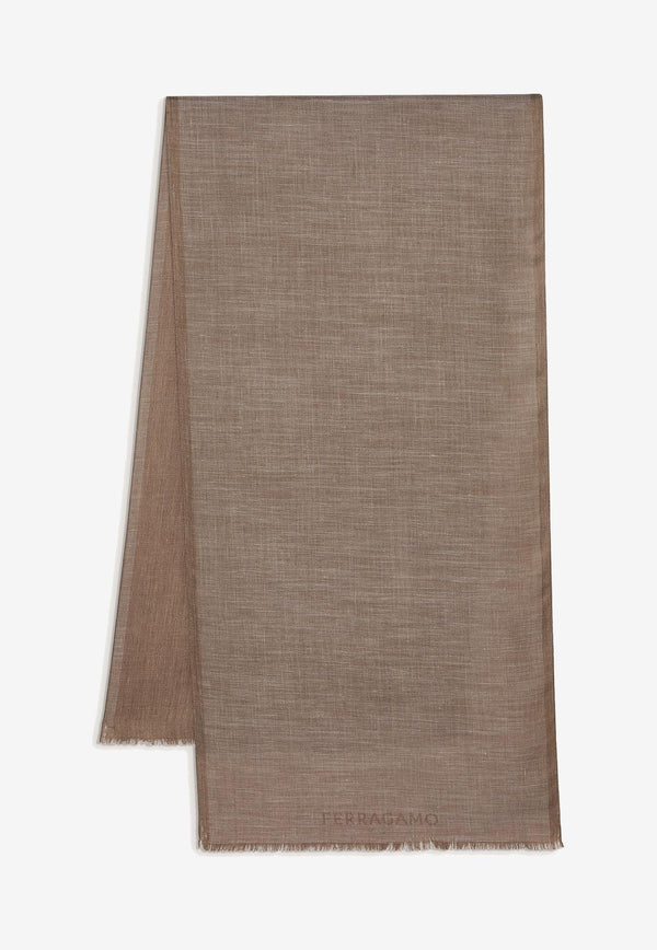 Salvatore Ferragamo Cashmere Blend Scarf 520095 SR DENIMFER 762310 NATURALE Natural