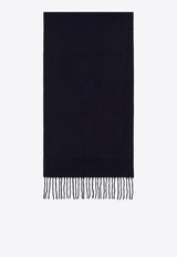 Salvatore Ferragamo Logo Cashmere Fringed Scarf 520106 SR BANDFERR 770208 NEW NAVY/ WHITE