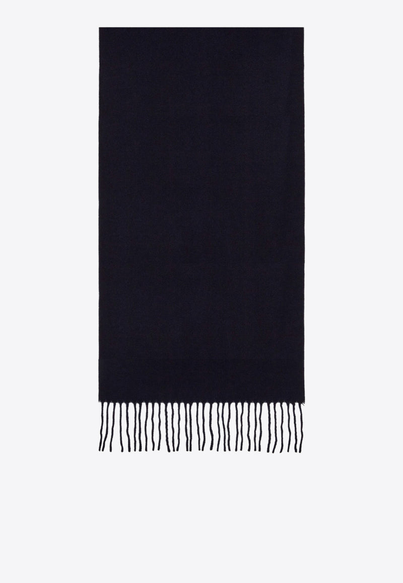 Salvatore Ferragamo Logo Cashmere Fringed Scarf 520106 SR BANDFERR 770208 NEW NAVY/ WHITE