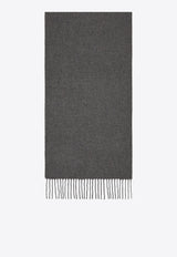 Salvatore Ferragamo Logo Cashmere Fringed Scarf 520106 SR BANDFERR 770209 GREY/ WHITE