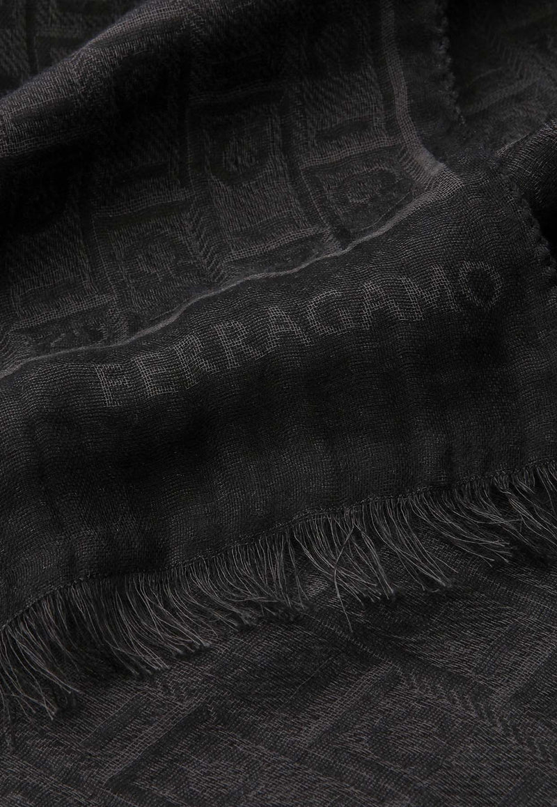 Salvatore Ferragamo Gancini Monogram Print Stole Black 520118 ST MONOCOT 776126 BLACK