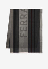 Salvatore Ferragamo Maxi Striped Logo Jacquard Stole Multicolor 520120 ST BIGLOGO 776138 ICE GREY/STONE