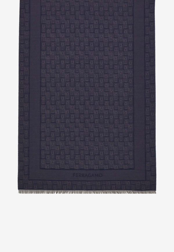 Salvatore Ferragamo Gancini Monogram Jacquard Stole Navy 520121 ST MONOSTR 776150 DARK NAVY