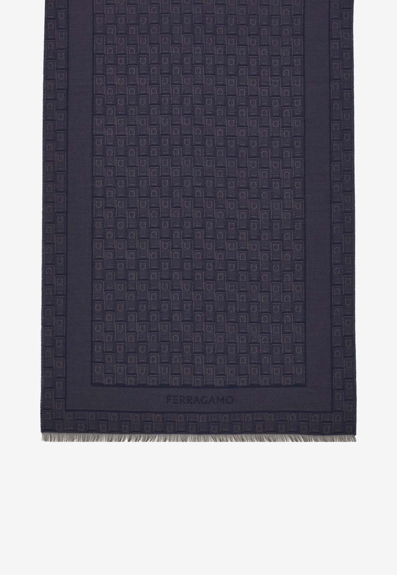 Salvatore Ferragamo Gancini Monogram Jacquard Stole Navy 520121 ST MONOSTR 776150 DARK NAVY