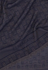 Salvatore Ferragamo Gancini Monogram Jacquard Stole Navy 520121 ST MONOSTR 776150 DARK NAVY