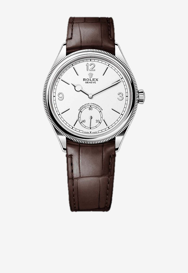 Rolex Perpetual 1908 39 Watch in White Gold with Alligator Leather Strap