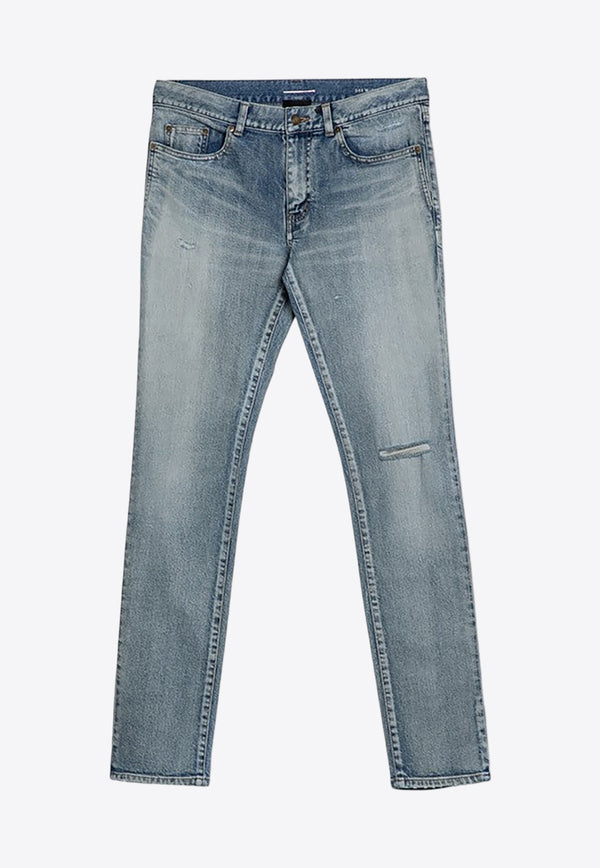 Saint Laurent Washed Slim Jeans Blue 527389YJ507/P_YSL-4568