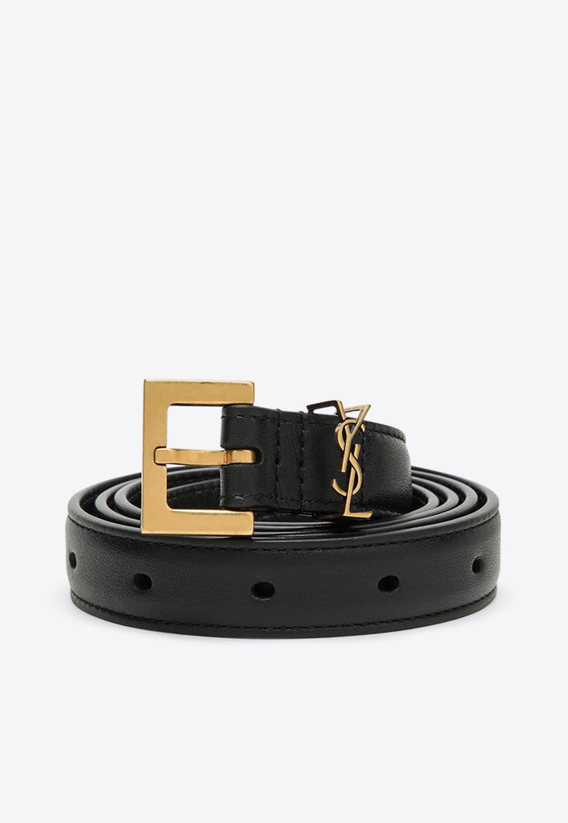 Saint Laurent Cassandre Thin Belt with Square Buckle Black 554465BOO0W/Q_YSL-1000