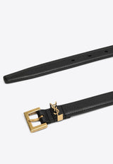 Saint Laurent Cassandre Thin Belt with Square Buckle Black 554465BOO0W/Q_YSL-1000