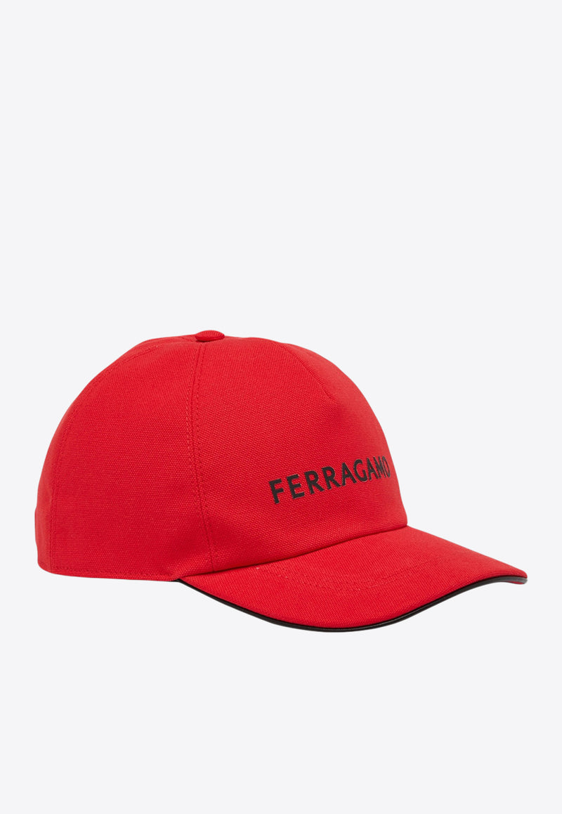 Salvatore Ferragamo Rubberized Logo Baseball Cap Red 560056 BAS FERRLETT 764762 FLAME RED