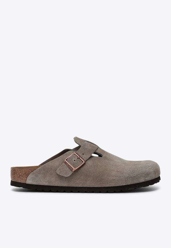 Birkenstock Boston Suede Flat Mules Taupe 560773SUE/Q_BIRKE-TA