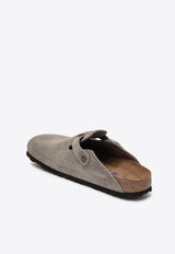 Birkenstock Boston Suede Flat Mules Taupe 560773SUE/Q_BIRKE-TA