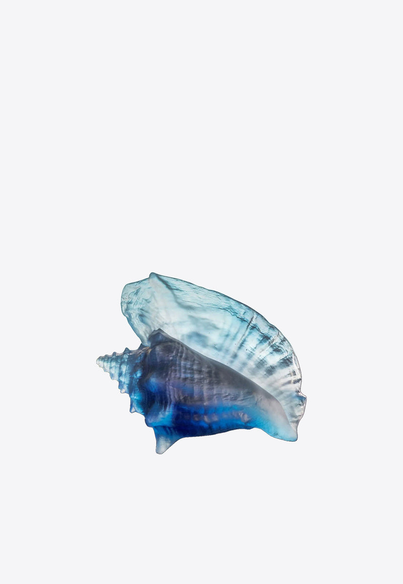 Daum Large Mer de Corail Crystal Shell Sculpture Blue 5710