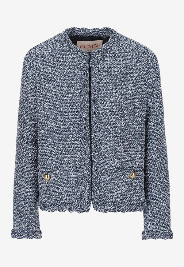 Valentino Textured Tweed Jacket Blue 5B3CE27R8SB Z7R