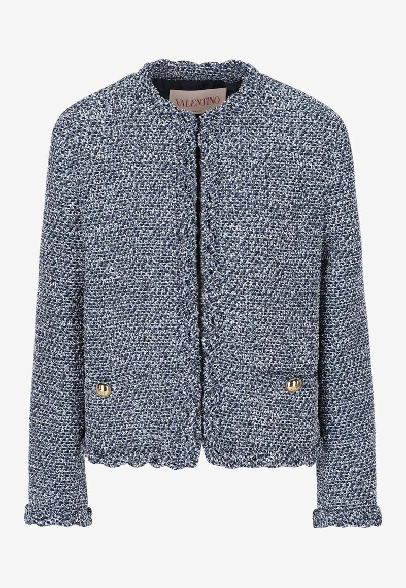 Valentino Textured Tweed Jacket Blue 5B3CE27R8SB Z7R