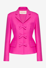 Valentino Single-Breasted Crepe Blazer with Bows Pink 5B3CE3U51CF UWT