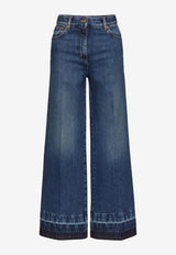 Valentino High-Rise Wide-Leg Jeans Blue 5B3DD13U79E 558