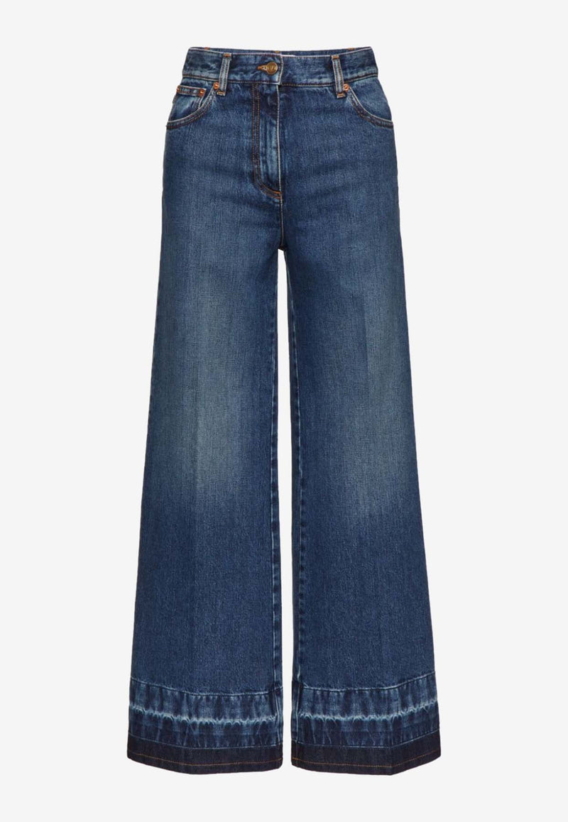 Valentino High-Rise Wide-Leg Jeans Blue 5B3DD13U79E 558