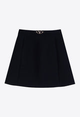 Valentino VLogo Virgin Wool Mini Skirt Blue 5B3RABK01CF/P_VALE-598