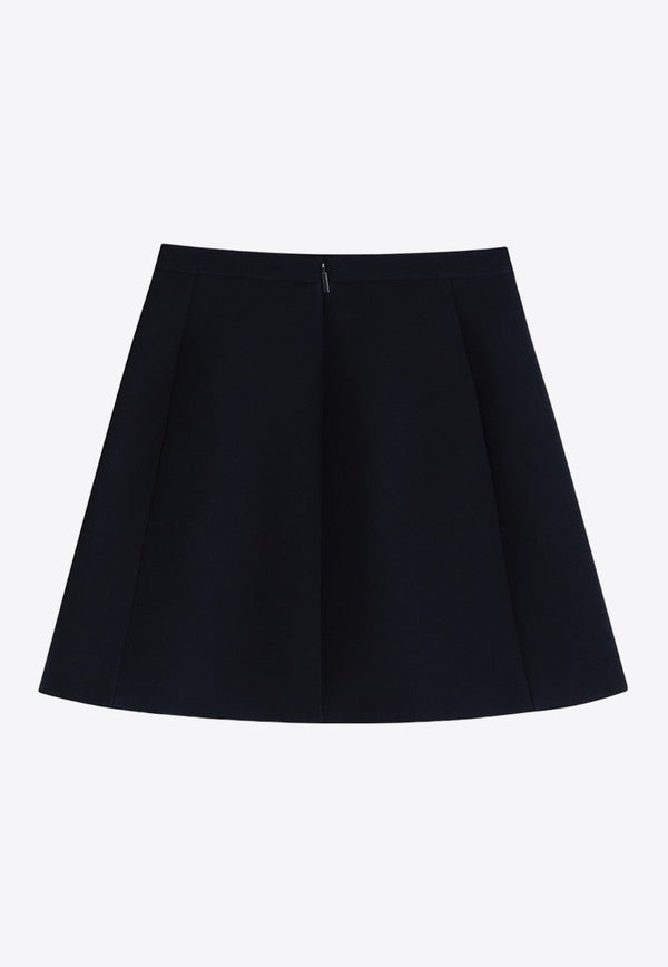 Valentino VLogo Virgin Wool Mini Skirt Blue 5B3RABK01CF/P_VALE-598