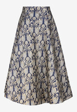 Valentino Metamorphos Tulips Brocade Midi Skirt Multicolor 5B3RABK88NA ZFX