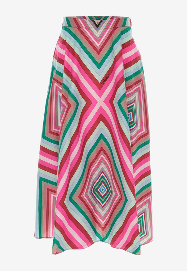 Valentino Geometric Print Midi Skirt Multicolor 5B3RABK98RW M12