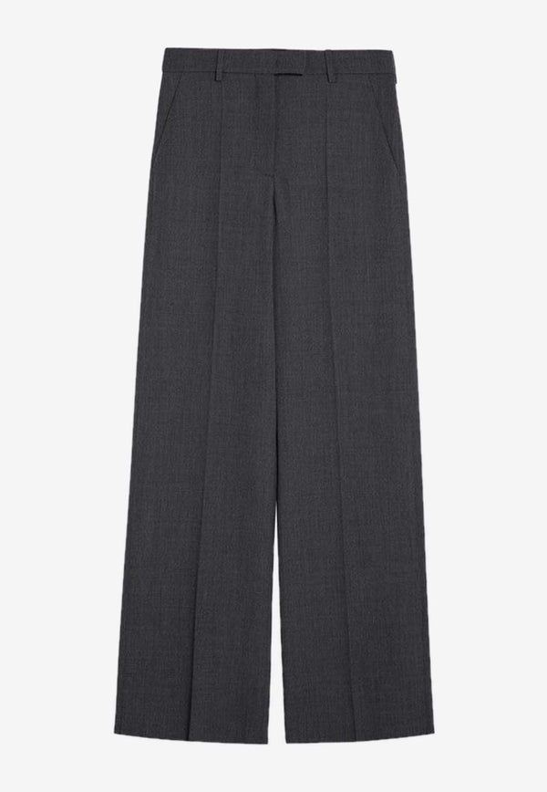 Valentino Wide-Leg Tailored Wool Pants Gray 5B3RB5D07CU/P_VALE-153