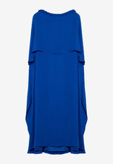 Valentino Draped Silk Midi Cape Dress Blue 5B3VA9M01CC/P_VALE-648