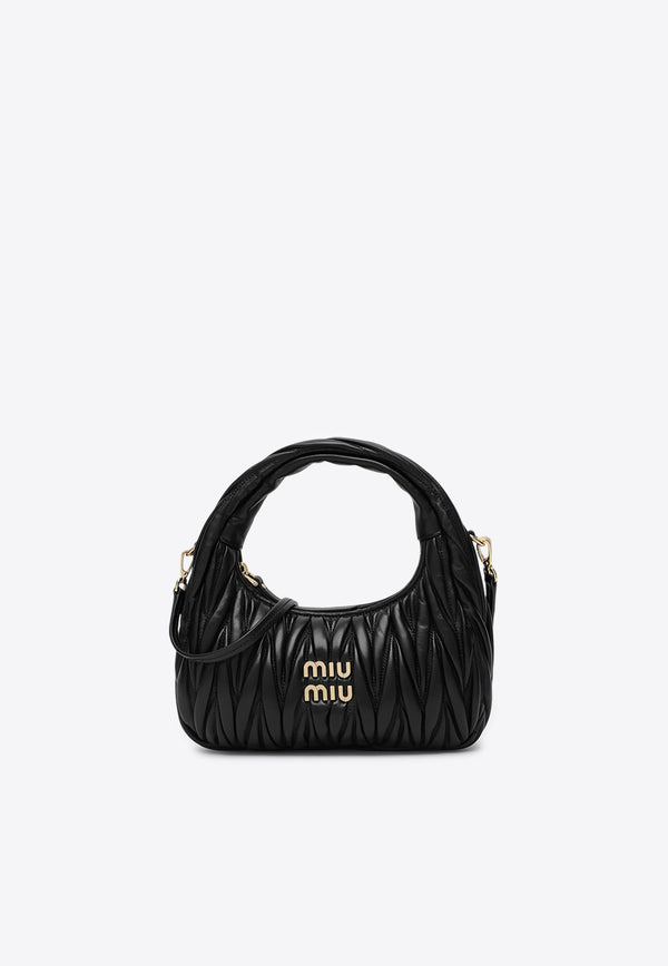 Miu Miu Small Wander Matelassé Top Handle Bag Black 5BC125OOYAN88/Q_MIU-F0002