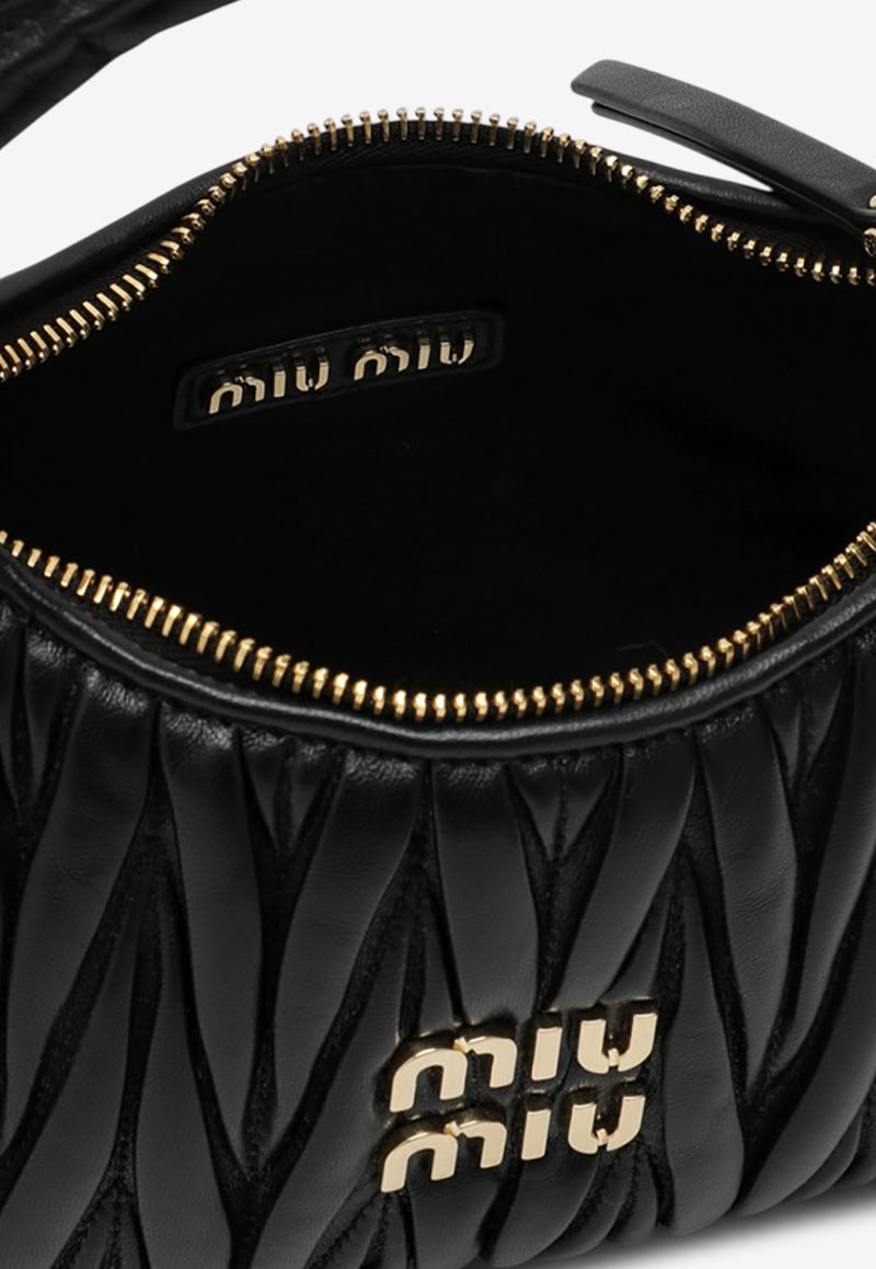 Miu Miu Small Wander Matelassé Top Handle Bag Black 5BC125OOYAN88/Q_MIU-F0002