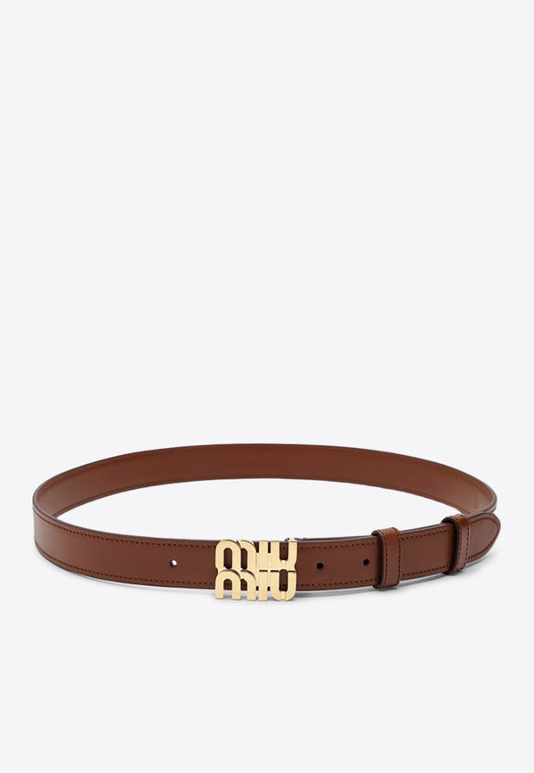 Miu Miu Logo Buckle Leather Belt Brown 5CC5652AIX/P_MIU-F0005