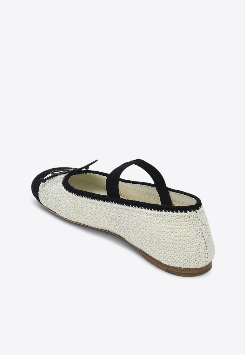 Miu Miu Crochet Knit Ballet Flats Ivory 5F138E0052CQ2/Q_MIU-F0A72