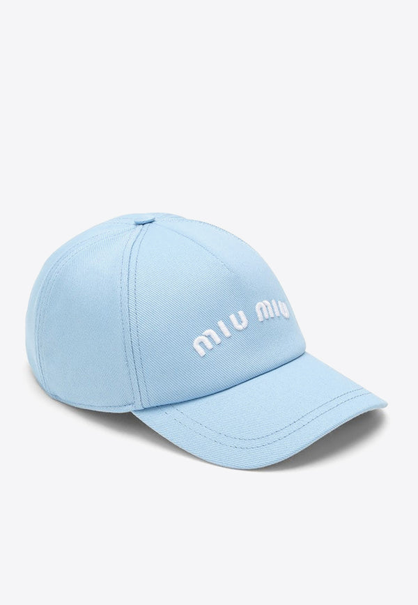 Miu Miu Logo Embroidered Baseball Cap Blue 5HC1792DXI/O_MIU-F0D9K