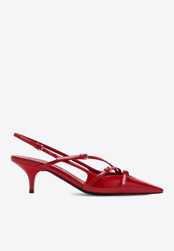 Miu Miu 55 Patent Leather Slingback Pumps Red 5I013EM055069/P_MIU-F0011