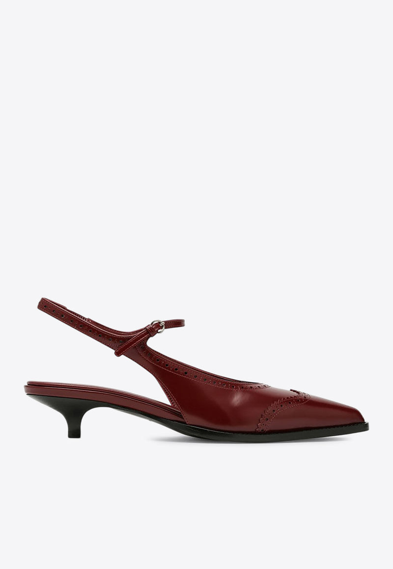 Miu Miu 35 Brogue Slingback Pumps in Brushed Leather Bordeaux 5I308E035055/P_MIU-F0Y03