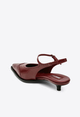 Miu Miu 35 Brogue Slingback Pumps in Brushed Leather Bordeaux 5I308E035055/P_MIU-F0Y03