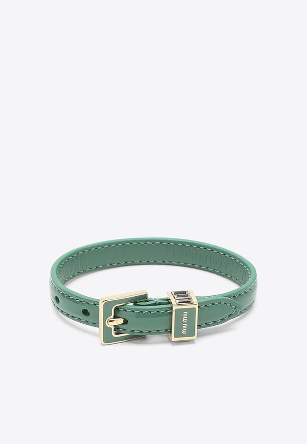 Miu Miu Logo Detail Leather Bracelet Green 5IB4722F9G/N_MIU-F0092