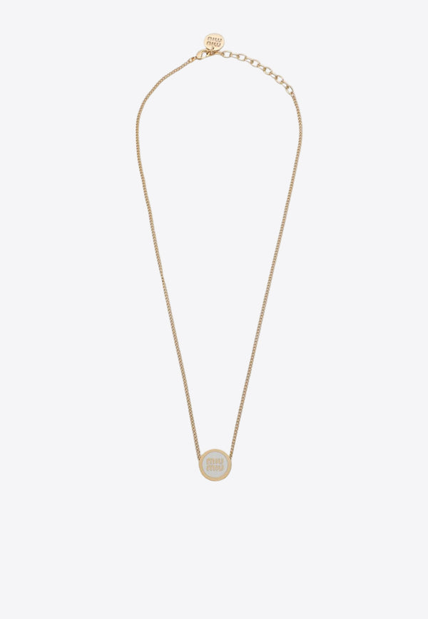 Miu Miu Enamel Logo Chain Necklace White 5IC0962F6T/P_MIU-F0009