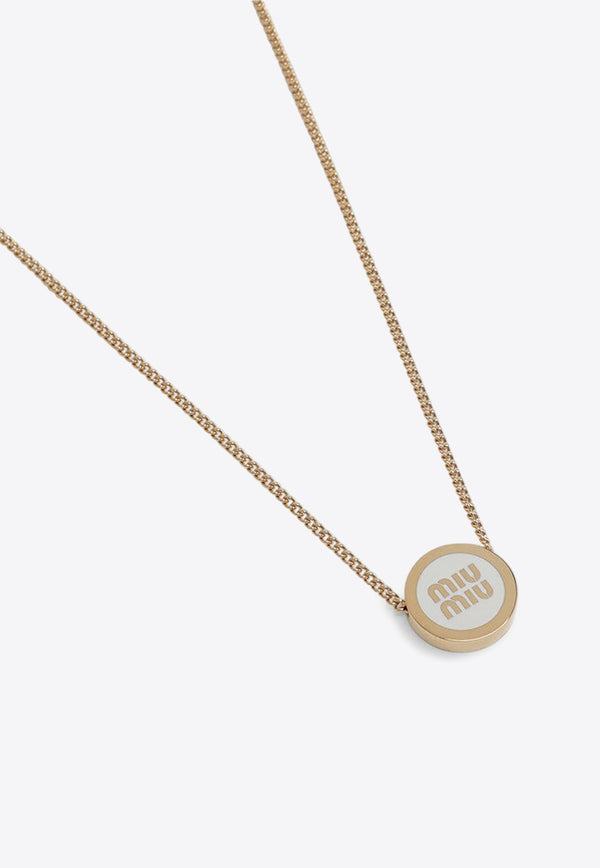 Miu Miu Enamel Logo Chain Necklace White 5IC0962F6T/P_MIU-F0009