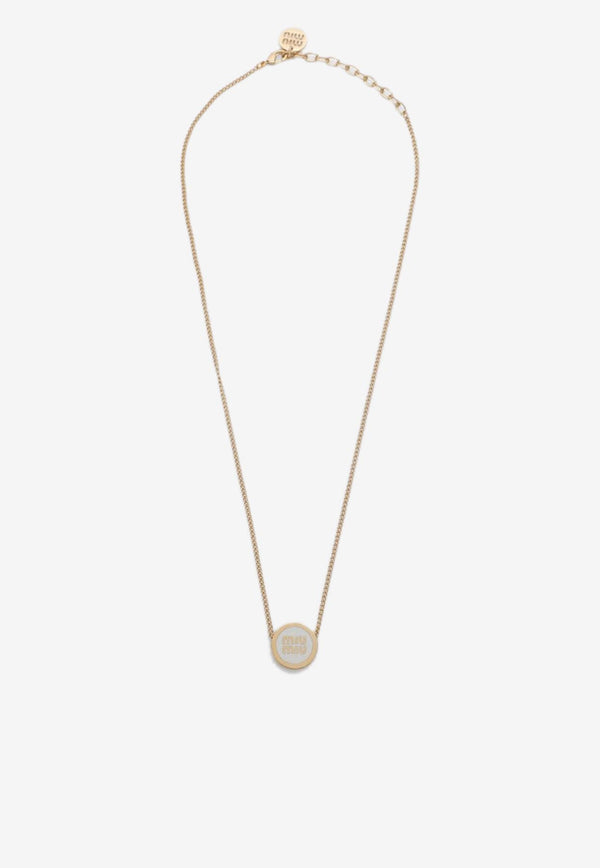 Miu Miu Logo Pendant Brass Necklace Gold 5IC0962F6T/Q_MIU-F0009