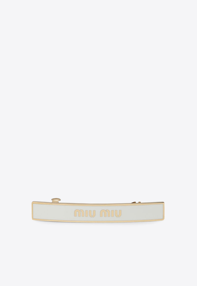 Miu Miu Enamel Logo Hair Clip White 5IF1722F6T/P_MIU-F0009