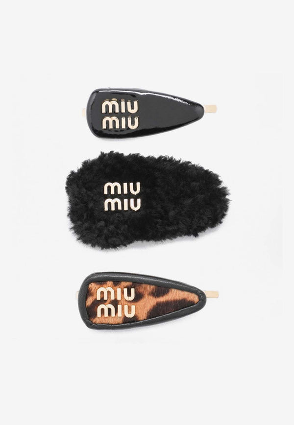 Miu Miu Logo Lettering Hair Clips- Set of 3 Multicolor 5IF1842C3V/P_MIU-F0002