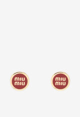 Miu Miu Embossed Logo Enamel Stud Earrings Red 5JO9122F6T/Q_MIU-F0011