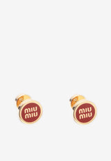 Miu Miu Embossed Logo Enamel Stud Earrings Red 5JO9122F6T/Q_MIU-F0011