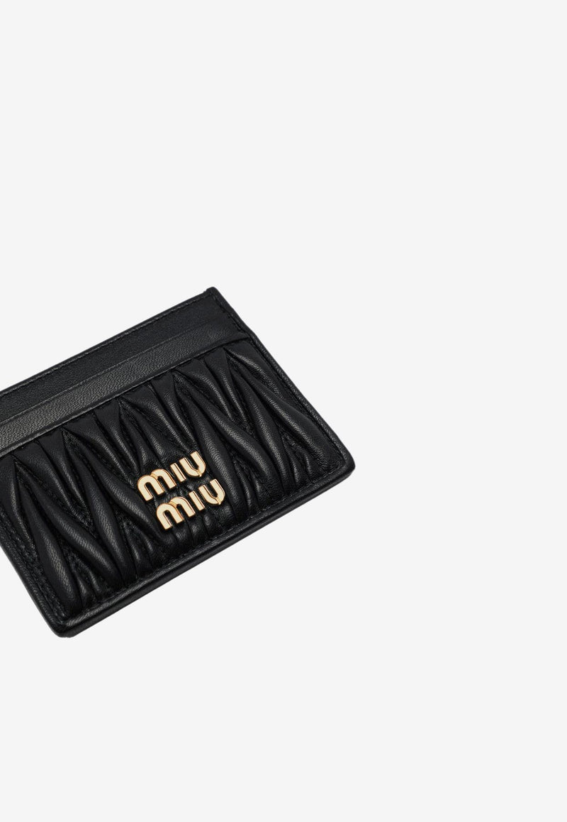 Miu Miu Logo Lettering Matelassé Leather Cardholder  Black 5MC076AFPP/Q_MIU-F0002