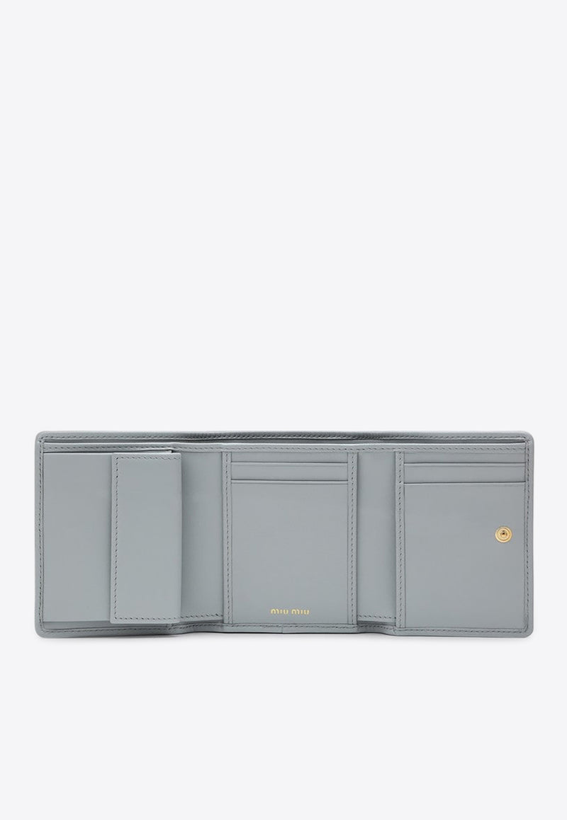 Miu Miu Logo Lettering Matelassé Leather Wallet Pearl 5MH0332FPP/P_MIU-F0164